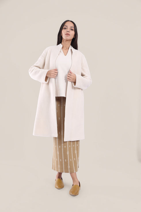 Short coat in furry wool blend